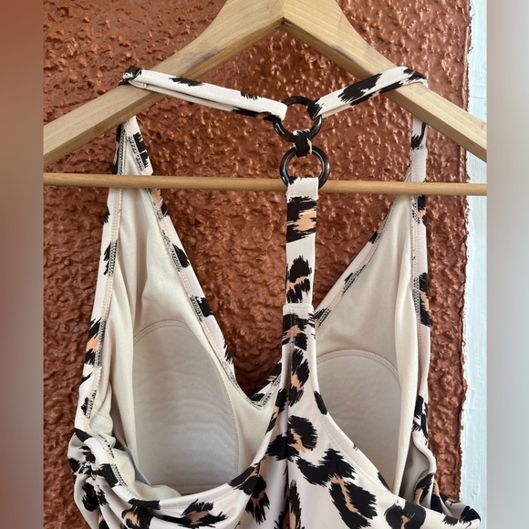 Kona Sol Leopard Print Side Rutching One Piece Racerback Swimsuit Women’s XL - Picture 4 of 8